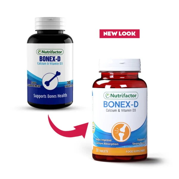 Nutrifactor Bonex D, Calcium and Vitamin D3 Supports Bones Health 30 Tablets