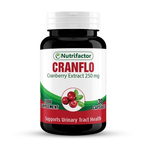 Nutrifactor Cranflo (Cranberry Extract 250mg) Supports Urinary Tract Health 30 Capsules