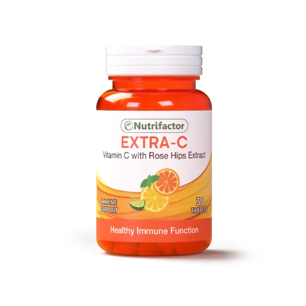 Nutrifactor Extra C (Vitamin C with Rosse Hips) 500mg Supports a Healthy Immune System 30 Tablets