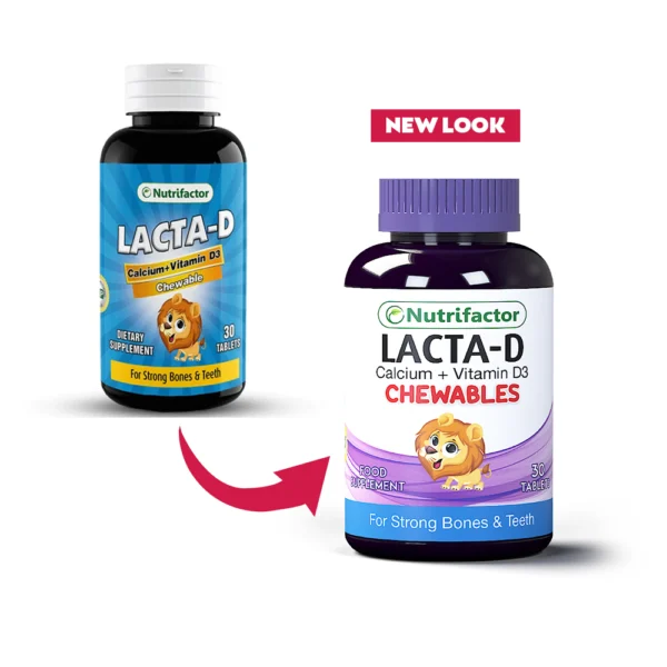 Nutrifactor Lacta-D, Calcium + Vitamin D3 Chewable 30 Tablets (For Strong Bones & Teeth)