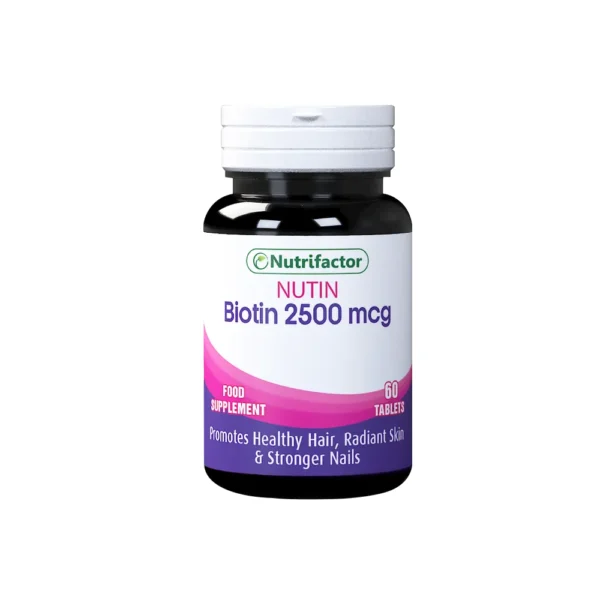 Nutrifactor Nutin Biotin 2500mcg Promotes Healthy Hair, Radiant Skin & Strong Nails 60 Tablets