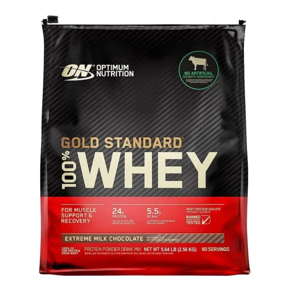 ON Optimum Nutrition Gold Standard 100 % Whey Protein Extreme Milk Chocolate, 80 Servings 5.64 LB (2.56 KG)