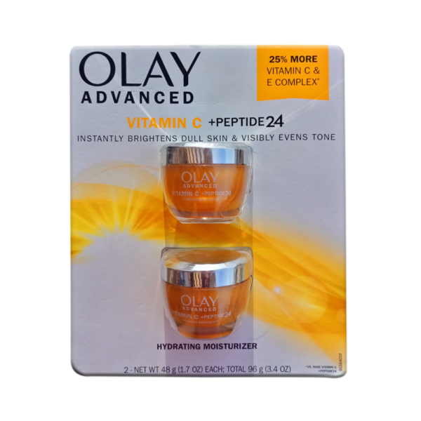 Olay Advanced Vitamin C+ Peptide 24 Instabtly Brightens Dull Skin & Visibly Evens Tones Hydrating Moisturizer 3.4 Oz 96 g Pack of 2