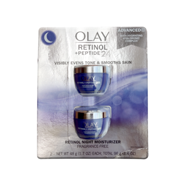 Olay Retinol + Peptide 24 Visibly Evens Tone & Smooths Skin Retinol Night Moisturizer 96 g 3.4 Oz Pack of 2