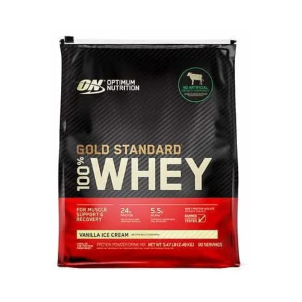 Optimum Nutrition, Gold Standard 100% Whey, Protein Powder, Vanilla Ice Cream, 80 Servings 5.64 LB (2.56 KG)