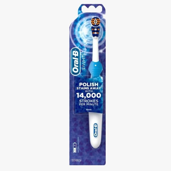 Oral B 3D White Battery Toothbrush in Blue Color That Polishes Stains Away With 14,000 Strokes Per Minute