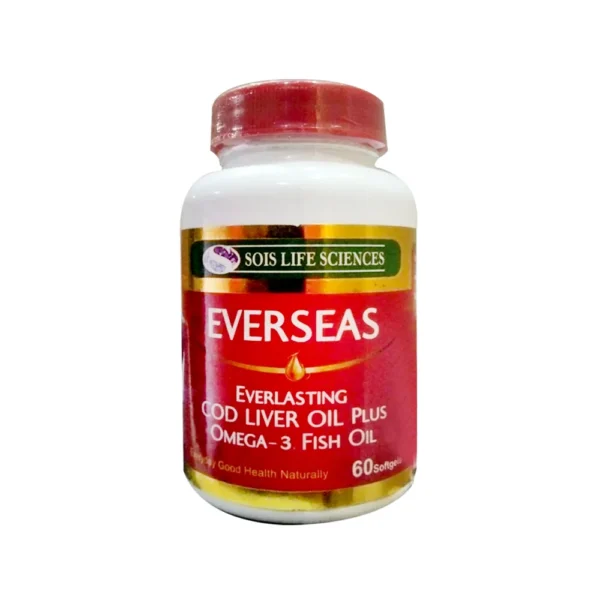 Sois life Sciences Everseas Everlasting Cod Liver Oil Plus Omega-3 Fish Oil 60 Softgels