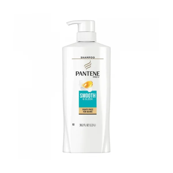 Pantene Pro-V Smooth & Sleek Shampoo Bottle with Pump, 38.2 Fluid Ounce