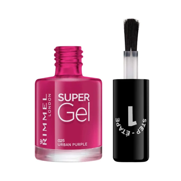Rimmel Super Gel Gel Nail Varnish Without UV/LED Sealing Shade 025 Urban Purple 12 ml