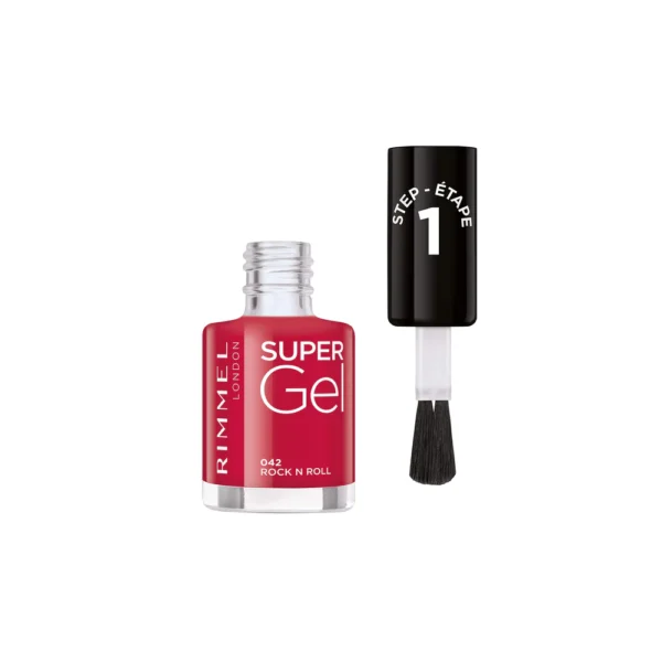 Rimmel Super Gel by Kate Gel Nail Varnish Without UV/LED Sealing Shade 042 Rock N Roll 12 ml