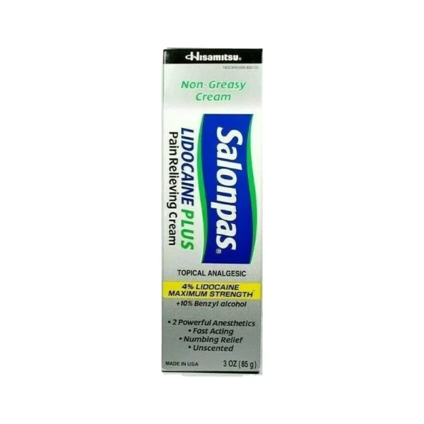 Salonpas Lidocaine Plus Pain Reliving Cream 3 Oz