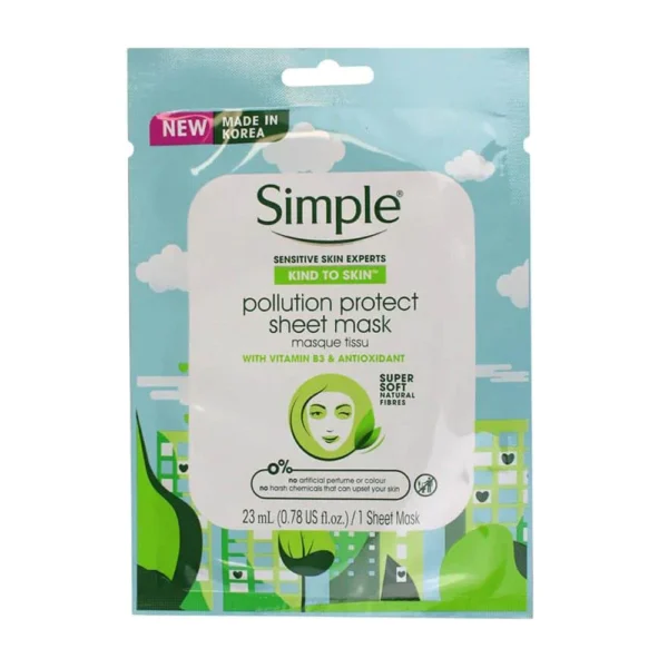 Simple Sensitive Skin Experts Kind To Skin Pollution Protect Sheet Mask 23 ml