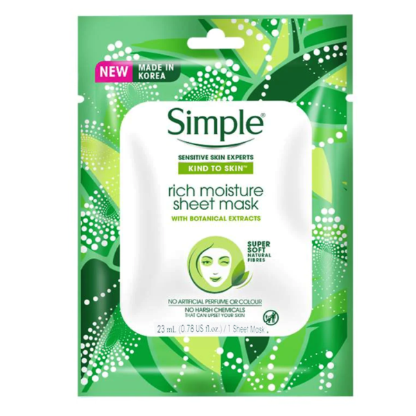 Simple Sensitive Skin Experts Kind To Skin Rich Moisture Sheet Mask 23 ml