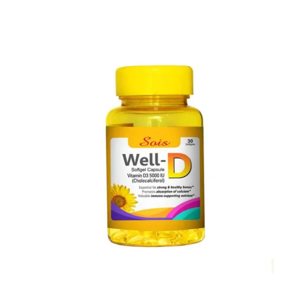 Sois Life Science Well-D 30 Softgels Capsule Vitamin D3 5000 IU (cholecalciferol) Essential For Health and Strong Bones