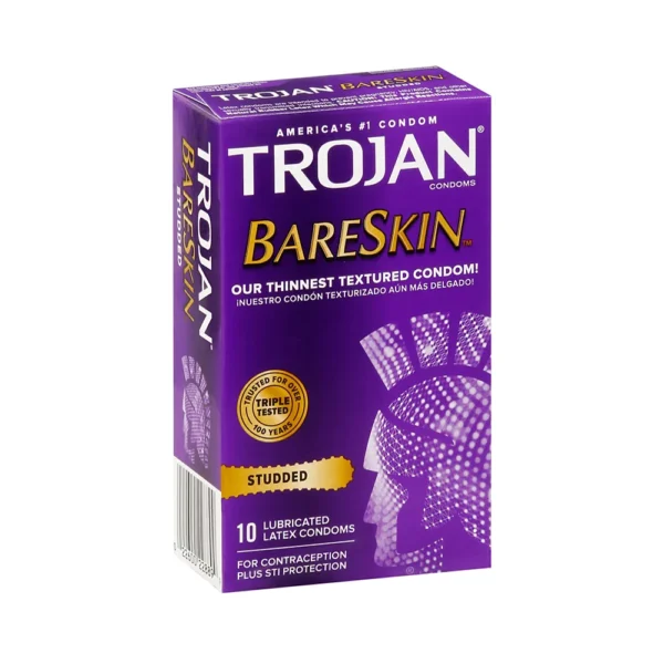 Trojan BareSkin Our Thinnest Textured Condom Studded 10 Lubricant Latex Condoms