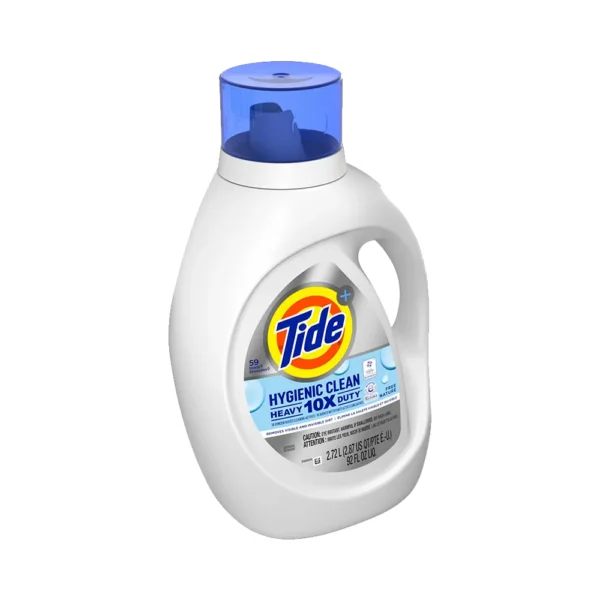 Tide Hygienic Clean Heavy 10x Duty Liquid Laundry Detergent, 59 Loads Brassees, Free Nature, (2.72l) 92 FL.OZ LIQ