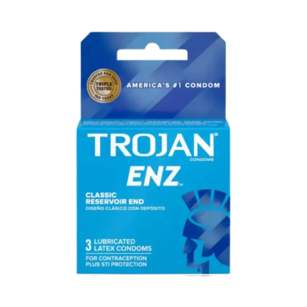 Trojan Condoms Enz Classic Reservoir End 3 Lubricated Latex Condoms