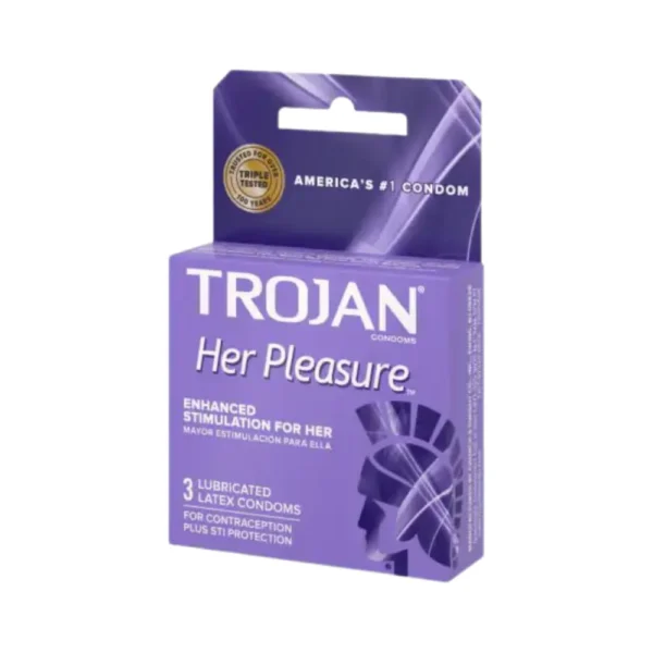 Trojan Condoms Her Pleasure Enhance Stimulation For Her 3 Lubricated Latex Condoms