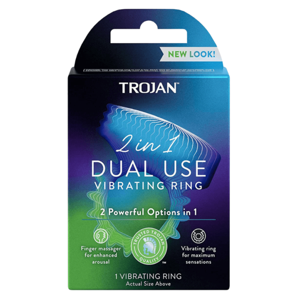 Trojan 2 in 1 Dual Use Vibrating Ring For Maximum Sensations, 1 Vibrating Ring Actual Size Above