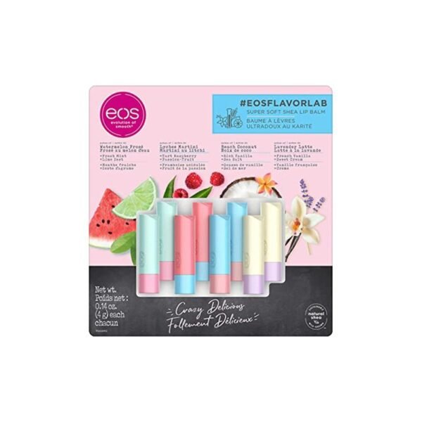 EOS FlavorLab Natural Shea Lip Balm, Pack Of 8 with 4 flavors 4g Each