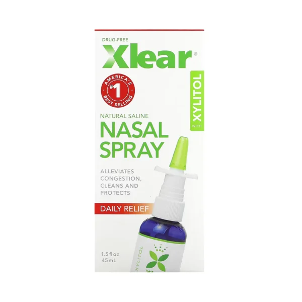 Xlear Natural Saline Nasal Spray with Xylitol – 1.5 Fl Oz (45ml)