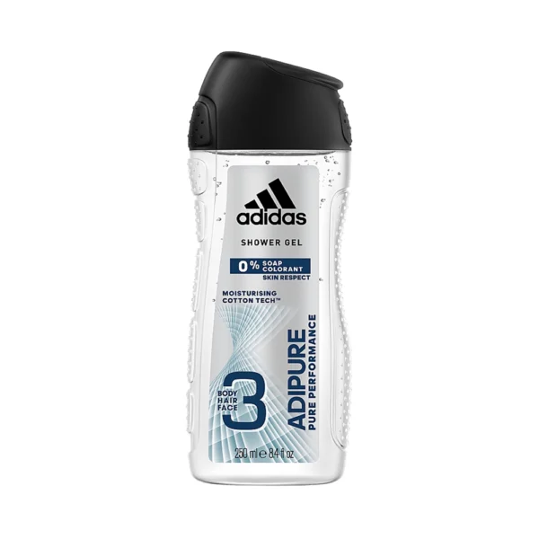 Adidas Shower Gel Soap Colorant Adipure Pure Performance 3 in 1 8.4 fl oz 250 ml