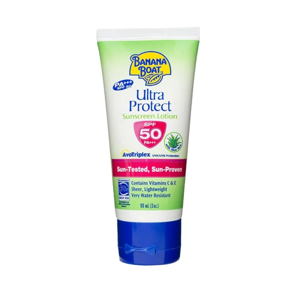 Banana Boat Ultra Protect Sunscreen Lotion SPF 50 PA Sun Tested Sun Proven Water Resistant 3 OZ (90ml)