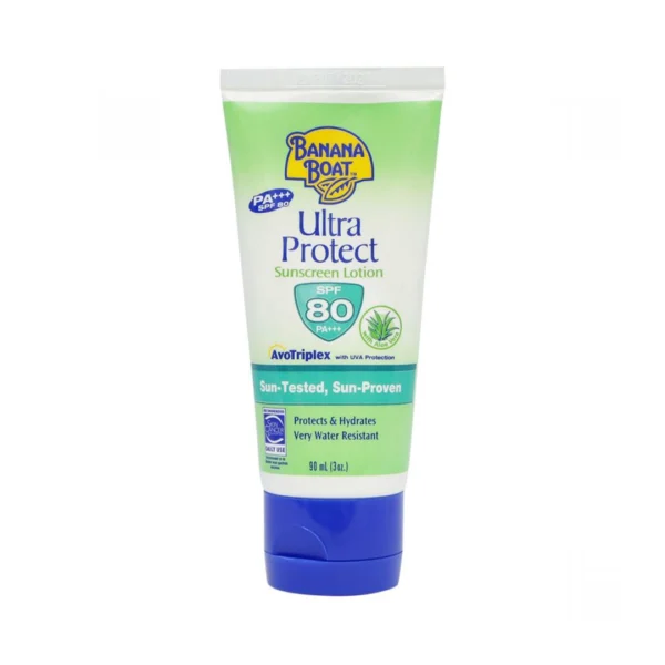 Banana Boat Ultra Protect Sunscreen Lotion SPF 80 Sun Tested Sun Proven Water Resistant 3 OZ (90ml)