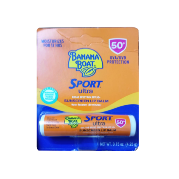 Banana Boat Sport Ultra Sunscreen Lip Balm, Broad Specturm SPF 50+, Water Resistent 0.15 OZ (4.25g)