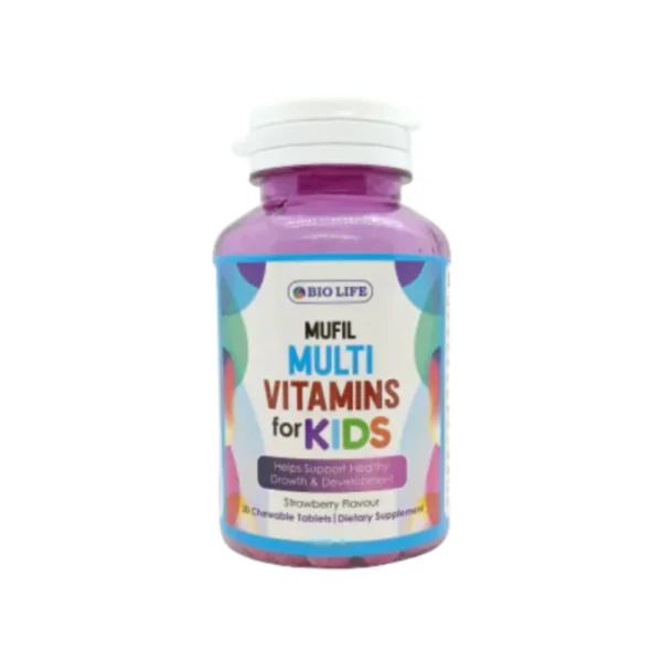 Bio Life Mufil Multi Vitamin For Kids Helps Support Healthy Growth Strawberry Flavour 30 Chewable Tablets