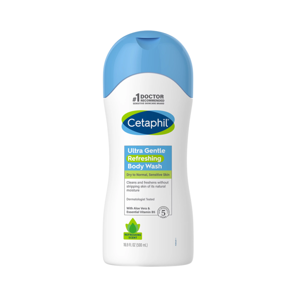 Cetaphil Ultra Gentle Refreshing Body Wash Dry to Normal With Aloe & Essential Vitamin B5 16.9 Fl.OZ (500ml)