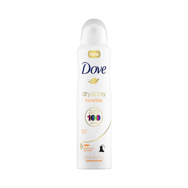 Dove Dry Spray Invisible, Crystal Touch, Antiperspirant & Non-Irritant, Aluminum Chlorohydrate, 3.8 OZ (107g)