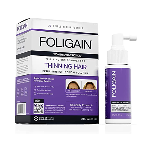 Foligain Womens 10% Trioxdil, For Thinning Hair, Triple Action Formula 2 FL.OZ (59ml)