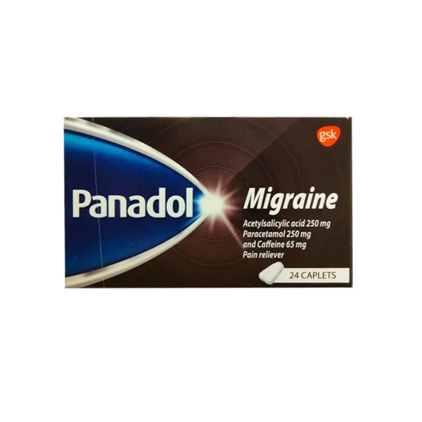 Panadol Migraine Acetylsalicylic Acid 250 Mg, Paracetamol 250 Mg & Caffeine 65 Mg Pain Reliever, 24 Caplets