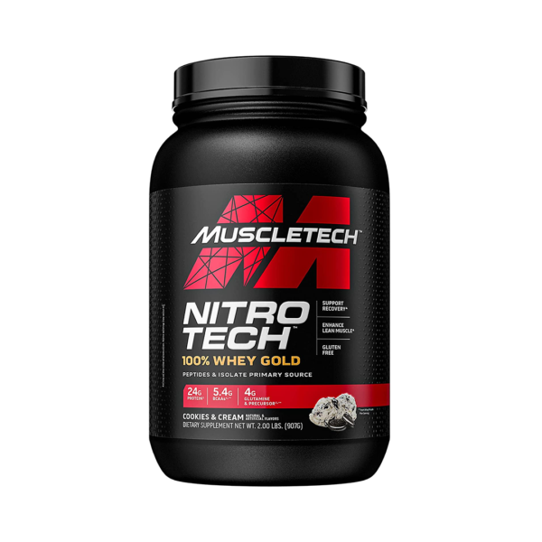 Muscletech Nitro Tech 100% Whey Gold Ultra-Pure Whey Formula Cookies & Cream 2 LB 970g