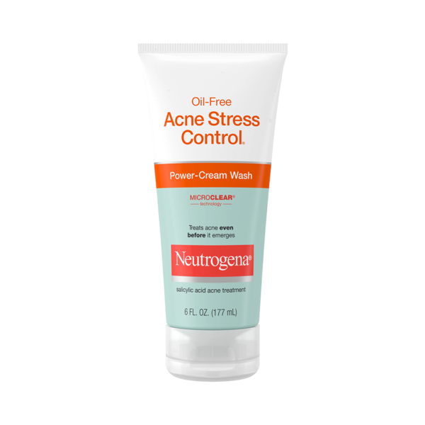 Neutrogena Oil-Free Acne Stress Control Power Cream Wash, Salicylic Acid Acne Treatment 6 FL.OZ (177ml)