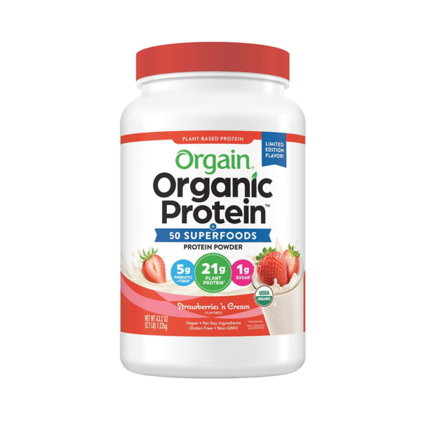 Orgain Organic Protein 50 Super Foods Protein Powder Strawberries’n Cream Flavored 1.22 kg