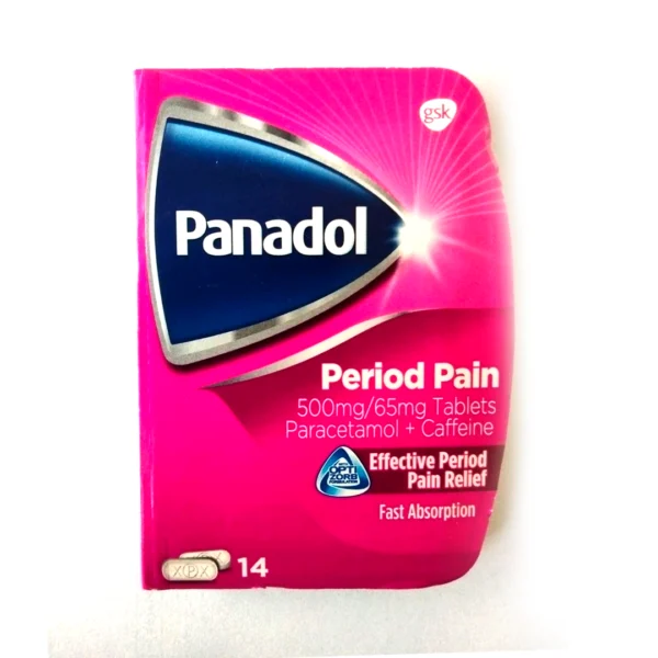 Panadol Period Pain 500 Mg/65Mg Tablets, Paracetamol + Caffeine Fast Absorbtion, 14 Tablets