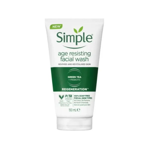 Simple Age Resisting Facial Wash Green Tea + Prebiotic Regeneration 150 ml