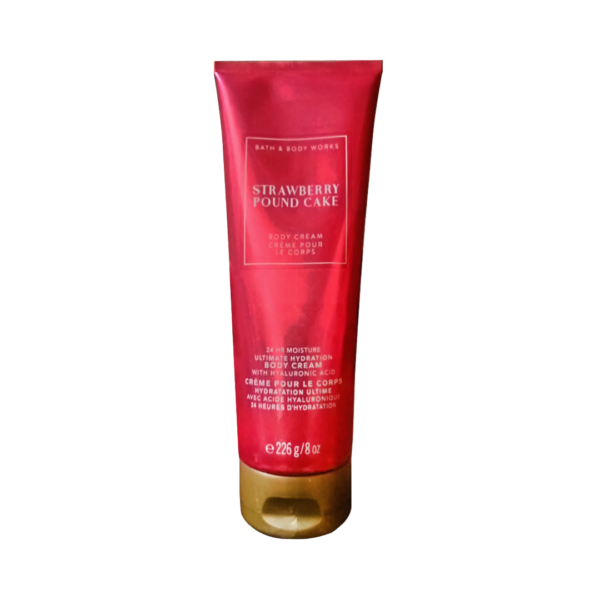 Bath & Body Works Strawberry Pound Cake Body Cream with Hyaluronic Acid, 8 Oz